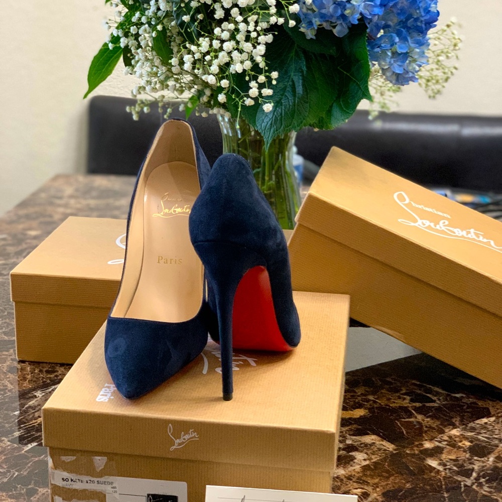 Christian Louboutin Navy Suede So Kate 120